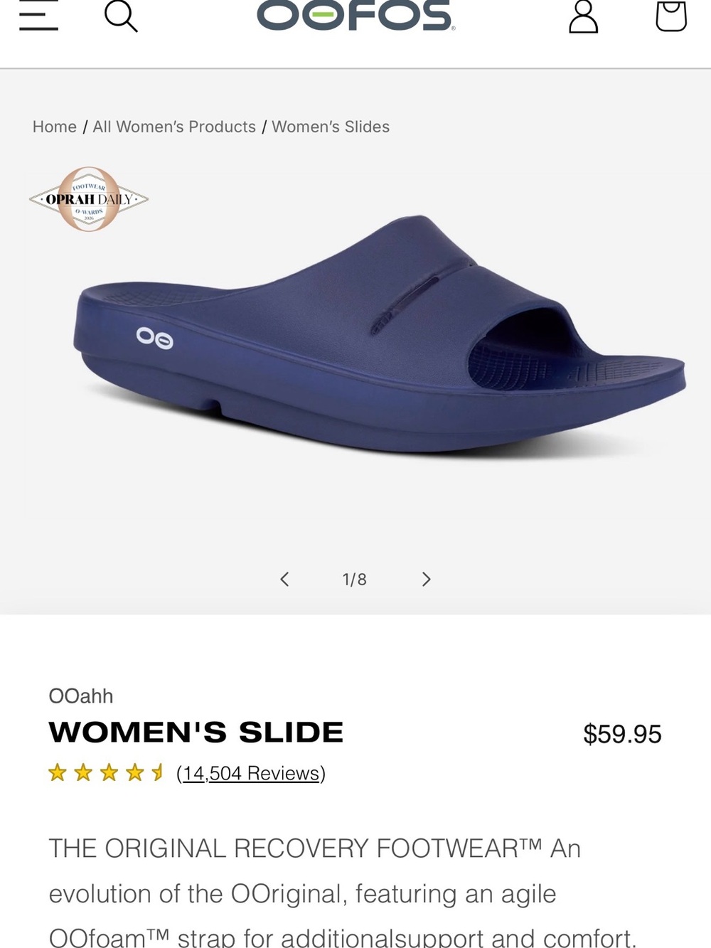 OOFOS Women's Slide - Navy Blue Recovery Sandal